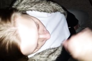 Kinky blue eyed nice-looking white bitch sucked my friend's rigid jock at night