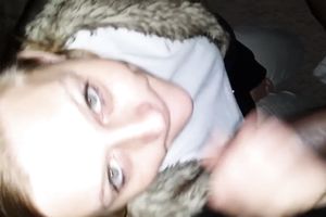 Kinky blue eyed nice-looking white bitch sucked my friend's rigid jock at night