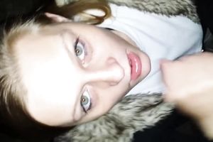 Kinky blue eyed nice-looking white bitch sucked my friend's rigid jock at night