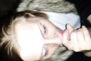 Kinky blue eyed nice-looking white bitch sucked my friend's rigid jock at night