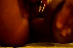 Kinky non-professional large bottomed black nympho teases her pussy with vibrator