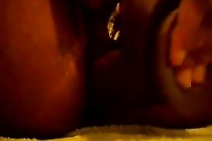 Kinky non-professional large bottomed black nympho teases her pussy with vibrator