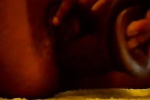 Kinky non-professional large bottomed black nympho teases her pussy with vibrator