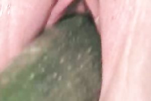 Pimple skin zucchini in the hairless wet crack of my girlfriend