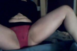 Amateur white wife masturbates cum-hole out of taking off her moist pants