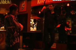 Sexy non-professional babe going wild in the night club on webcam