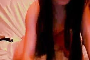 Slender lengthy haired dark haired honey went solo and showed off for me