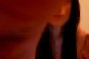 Slender lengthy haired dark haired honey went solo and showed off for me