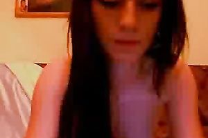 Slender lengthy haired dark haired honey went solo and showed off for me