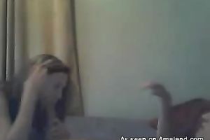 Spoiled college student rides hard strapon in reverse cowgirl position