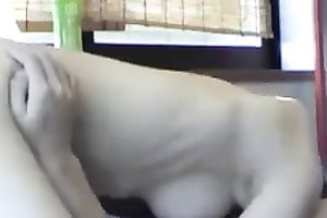 Asian perverted girlfriend eagerly blowing my ramrod on webcam