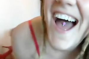 Stunning legal age teenager gal makes teasing video in red belts and shoes