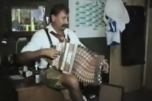 Two wicked German strumpets in the store riding on a cock on the floor