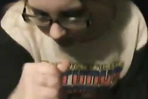 Foureyed gamer engulfing large schlong balls unfathomable in POV video