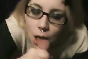 Foureyed gamer engulfing large schlong balls unfathomable in POV video