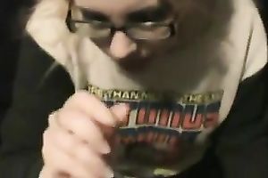 Foureyed gamer engulfing large schlong balls unfathomable in POV video
