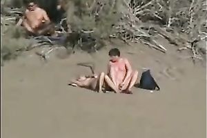 I spied on this barefaced pair fucking on the beach