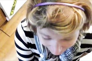 My white bitch takes messy facial after pov oral-service