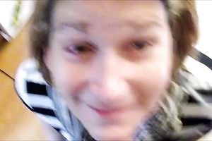 My white bitch takes messy facial after pov oral-service