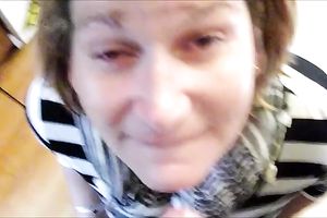 My white bitch takes messy facial after pov oral-service