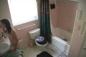 Skinny and captivating new legal age teenager in the washroom caught exposed