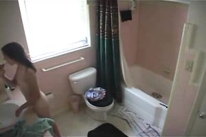 Skinny and captivating new legal age teenager in the washroom caught exposed