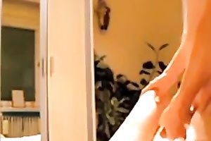 Long haired but titless auburn honey of my buddy gives him BJ and rides his penis