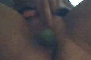 Bootylitious Russian girlfriend pets her snatch with cucumber