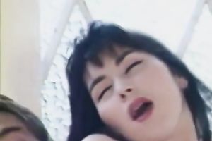 Enchantingly sexy dark brown is having an unforgettable sex by the pool