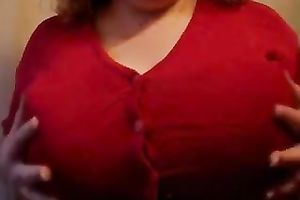 Webcam dilettante sexually excited slutwife flashed her astonishing giant boobies