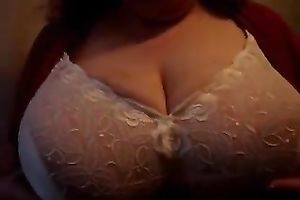 Webcam dilettante sexually excited slutwife flashed her astonishing giant boobies
