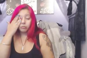 Red haired Latina web camera doxy was showing off her giant bum