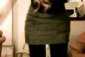 Hot white honey with shaggy hair flashes her soaked jugs