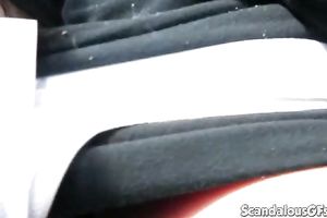 Sexy white brunette hair goth sweetheart playing with her vagina