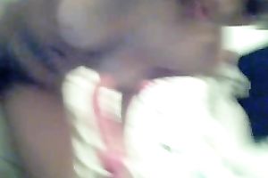 Busty swarthy diva uses a marital-device to please her moist twat on web camera