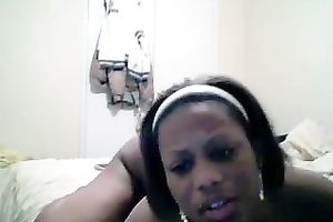 Busty swarthy diva uses a marital-device to please her moist twat on web camera