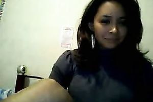 Sweet and slim sweetheart in sexy blouse was fingering her moist slit a bit