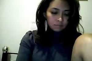 Sweet and slim sweetheart in sexy blouse was fingering her moist slit a bit