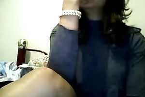 Sweet and slim sweetheart in sexy blouse was fingering her moist slit a bit