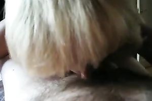 Blonde older slutwife blows cock like a rugged prostitute
