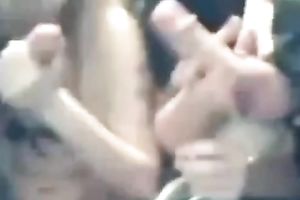 Two amateur cam honeys play with large rods teasing me