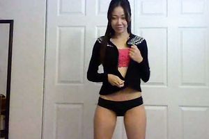 Fabulous Asian dark brown on livecam stripteasing absolutely