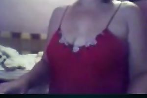 One aged chick is playing with jugs and muff for me