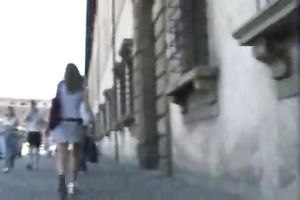 Spying on one cute Russian chick's upskirt at the bus