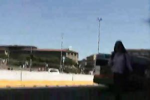 Spying on one cute Russian chick's upskirt at the bus