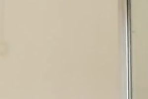 Magnificent and breasty blond honey washed the windows topless