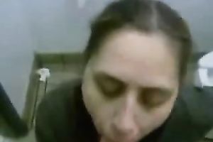 Fugly coworker gives me deepthroat oral job in the latrine