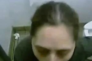 Fugly coworker gives me deepthroat oral job in the latrine