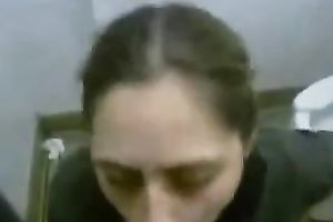 Fugly coworker gives me deepthroat oral job in the latrine