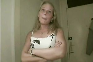 Blonde euro seductive playgirl masturbates on the chair